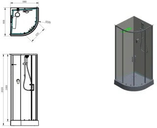 Душевая кабина Aquanet Passion R Black 281984 80x80 см профиль чёрный матовый стекло прозрачное